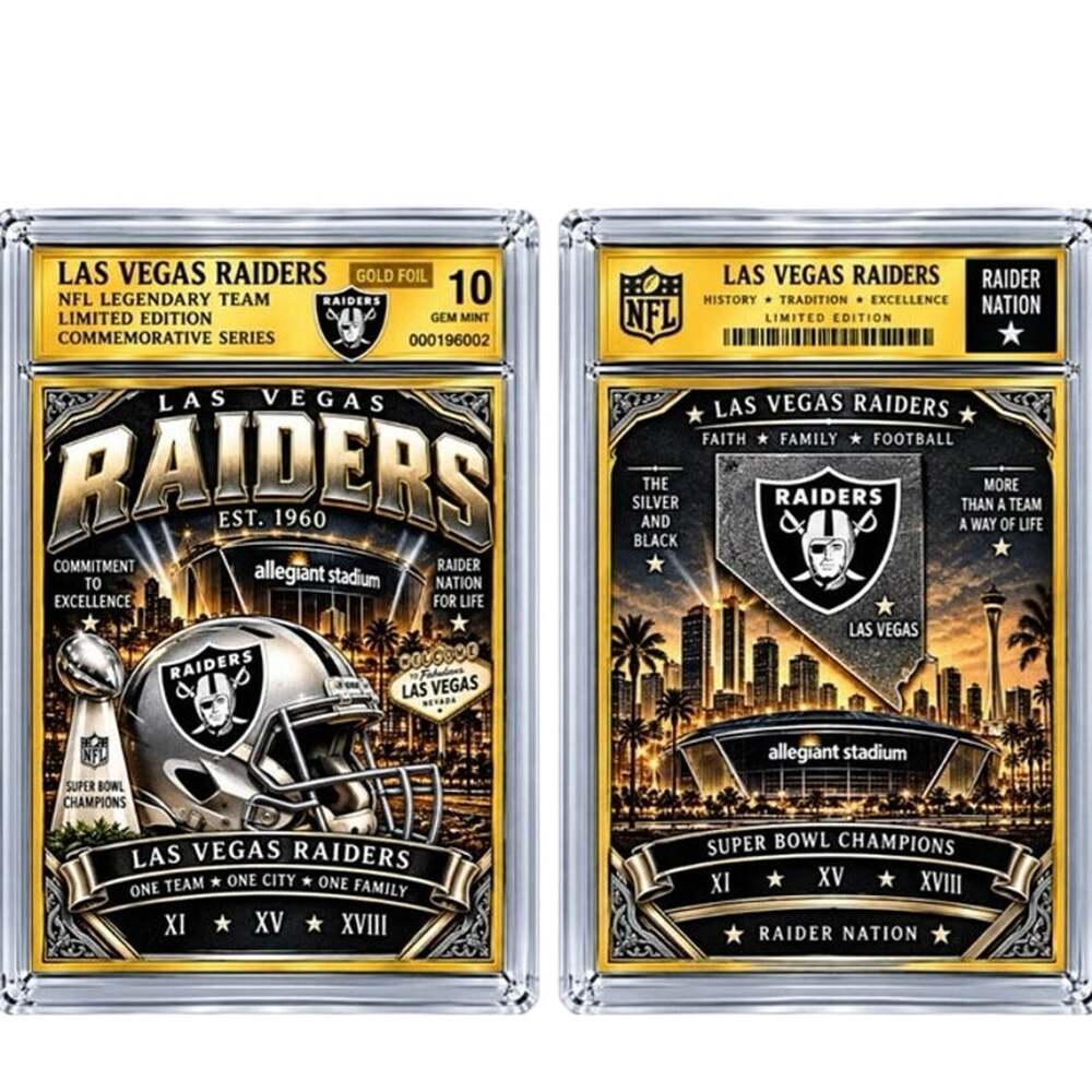 Las Vegas Raiders nfl gold foil collectible limited edition protective case